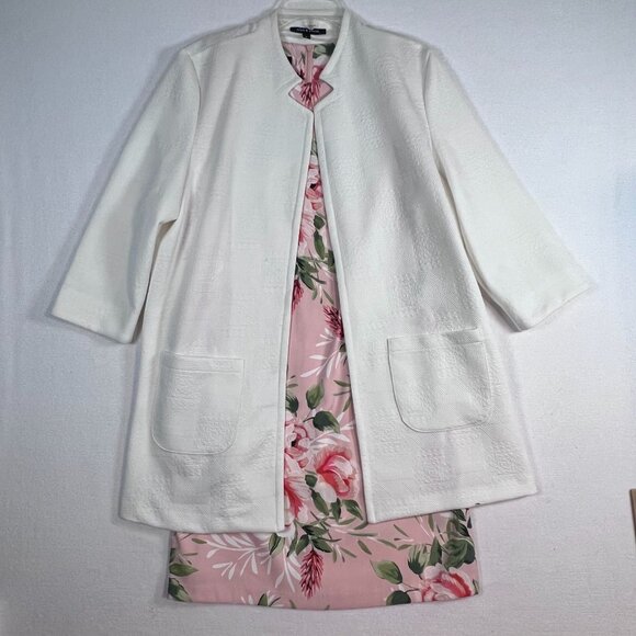 ALYX Midi Dress Sz 10 Sleeveless Pink White Floral Flowers Polyester Spandex - Picture 16 of 16